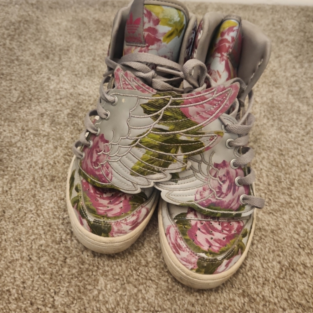 Jeremy Scott x Adidas Floral Winged Sneakers Mens Sz 8.5